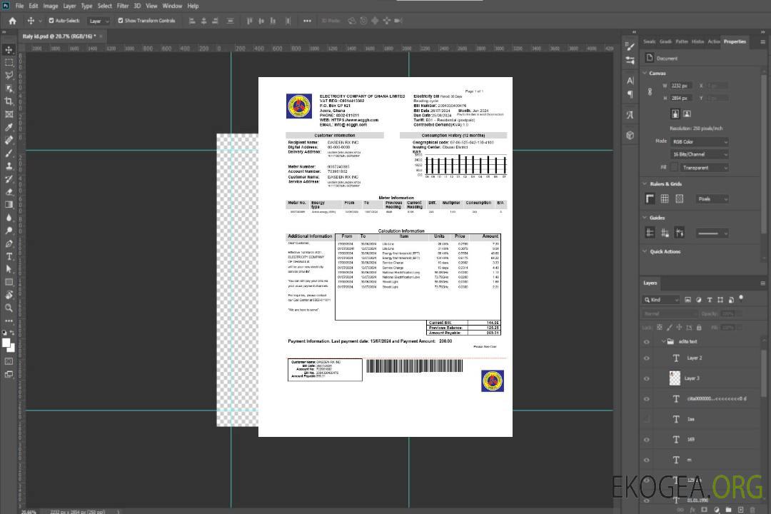 Modèle de facture de services publics de la Ghana Electricity Company of Ghana aux formats Word et PDF template Modèle de facture de services publics de la Ghana Electricity Company of Ghana aux formats Word et PDF template